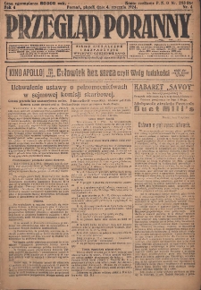 Przegląd Poranny: pismo niezależne i bezpartyjne 1924.01.04 R.4 Nr4