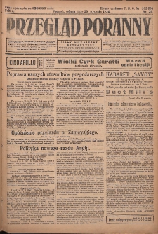 Przegląd Poranny: pismo niezależne i bezpartyjne 1924.01.26 R.4 Nr26