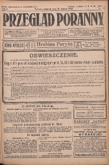 Przegląd Poranny: pismo niezależne i bezpartyjne 1924.02.19 R.4 Nr49