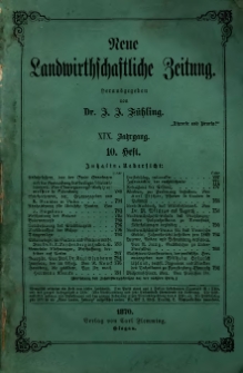 Neue Landwirtschaftliche Zeitung. Jg. 19 (1870), H. 10