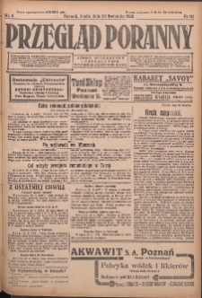 Przegląd Poranny: pismo niezależne i bezpartyjne 1924.04.23 R.4 Nr111