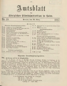 Amtsblatt der Königlichen Eisenbahndirektion in Posen 1917.03.31 Nr19