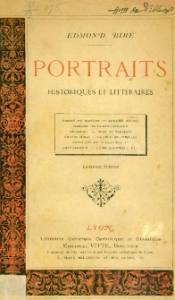 Portraits historiques et litt&eacute;raires