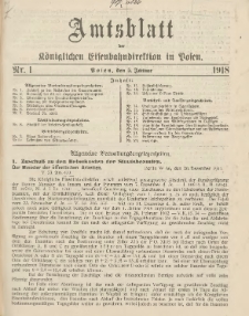 Amtsblatt der Königlichen Eisenbahndirektion in Posen 1918.01.12 Nr2