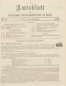 Amtsblatt der Königlichen Eisenbahndirektion in Posen 1918.02.16 Nr8