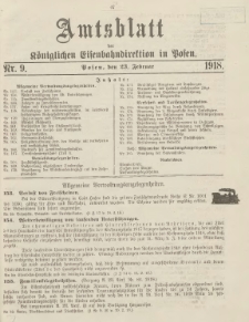 Amtsblatt der Königlichen Eisenbahndirektion in Posen 1918.02.23 Nr9
