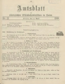 Amtsblatt der Königlichen Eisenbahndirektion in Posen 1918.04.11 Nr21