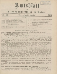 Amtsblatt der Königlichen Eisenbahndirektion in Posen 1918.12.11 Nr66