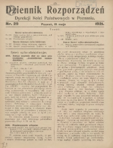 Dziennik Rozporządzeń Dyrekcji Kolei Państwowych w Poznaniu 1921.05.13 Nr29