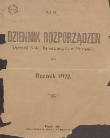 Dziennik Rozporządzeń Dyrekcji Kolei Państwowych w Poznaniu 1922.01.05 Nr1