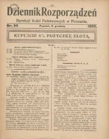Dziennik Rozporządzeń Dyrekcji Kolei Państwowych w Poznaniu 1922.12.06 Nr50
