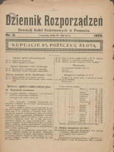 Dziennik Rozporządzeń Dyrekcji Kolei Państwowych w Poznaniu 1923.01.10 Nr2