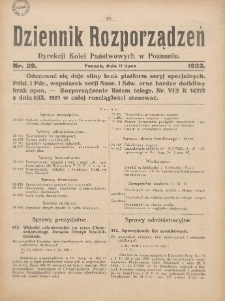 Dziennik Rozporządzeń Dyrekcji Kolei Państwowych w Poznaniu 1923.07.11 Nr29