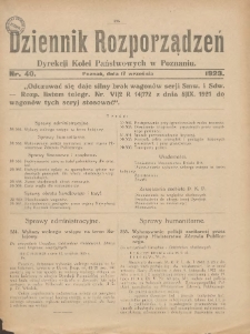 Dziennik Rozporządzeń Dyrekcji Kolei Państwowych w Poznaniu 1923.09.17 Nr40