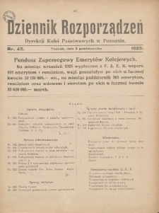 Dziennik Rozporządzeń Dyrekcji Kolei Państwowych w Poznaniu 1923.10.03 Nr42