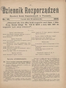 Dziennik Rozporządzeń Dyrekcji Kolei Państwowych w Poznaniu 1923.10.10 Nr43