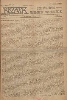Brzask: Dwutygodnik Młodzieży Akademickiej 1923.02.07 R.9 Nr2