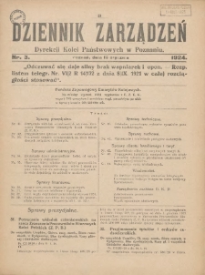 Dziennik Zarządzeń Dyrekcji Kolei Państwowych w Poznaniu. 1924.01.16 Nr3