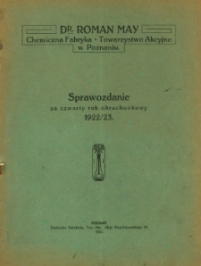 Sprawozdanie za czwarty rok obrachunkowy 1922/23.