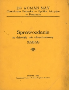 Sprawozdanie za dziesiąty rok obrachunkowy 1928/29.