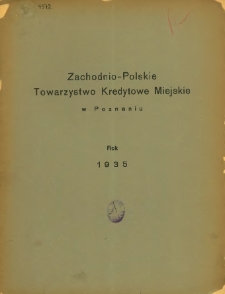 Zachodnio-Polskie Towarzystwo Kredytowe Miejskie w Poznaniu 1935.