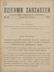 Dziennik Zarządzeń Dyrekcji Kolei Państwowych w Poznaniu. 1925.04.26 Nr11