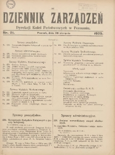 Dziennik Zarządzeń Dyrekcji Kolei Państwowych w Poznaniu. 1925.08.20 Nr21