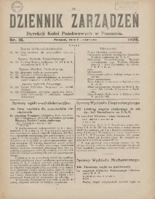 Dziennik Zarządzeń Dyrekcji Kolei Państwowych w Poznaniu. 1926.06.01 Nr16