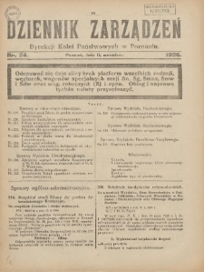 Dziennik Zarządzeń Dyrekcji Kolei Państwowych w Poznaniu. 1926.09.11 Nr24