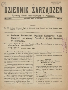 Dziennik Zarządzeń Dyrekcji Kolei Państwowych w Poznaniu. 1926.12.15 Nr32