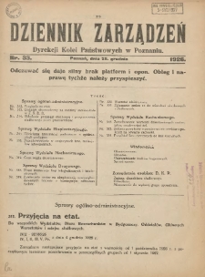 Dziennik Zarządzeń Dyrekcji Kolei Państwowych w Poznaniu. 1926.12.29 Nr33