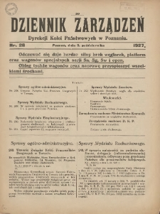 Dziennik Zarządzeń Dyrekcji Kolei Państwowych w Poznaniu. 1927.10.08 Nr28