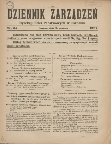 Dziennik Zarządzeń Dyrekcji Kolei Państwowych w Poznaniu. 1927.12.09 Nr34