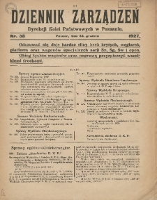 Dziennik Zarządzeń Dyrekcji Kolei Państwowych w Poznaniu. 1927.12.30 Nr38