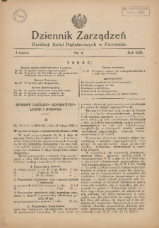 Dziennik Zarządzeń Dyrekcji Kolei Państwowych w Poznaniu. 1928.03.01 Nr4