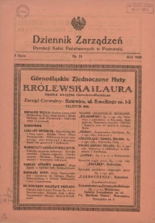 Dziennik Zarządzeń Dyrekcji Kolei Państwowych w Poznaniu. 1928.07.03 Nr11