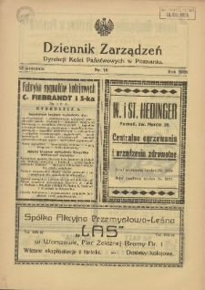 Dziennik Zarządzeń Dyrekcji Kolei Państwowych w Poznaniu. 1928.09.15 Nr18