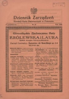 Dziennik Zarządzeń Dyrekcji Kolei Państwowych w Poznaniu. 1928.10.17 Nr20