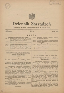 Dziennik Zarządzeń Dyrekcji Kolei Państwowych w Poznaniu. 1929.02.26 Nr4