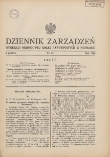 Dziennik Zarządzeń Dyrekcji Okręgowej Kolei Państwowych w Poznaniu. 1929.12.06 Nr21