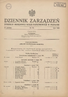Dziennik Zarządzeń Dyrekcji Okręgowej Kolei Państwowych w Poznaniu. 1929.12.31 Nr23