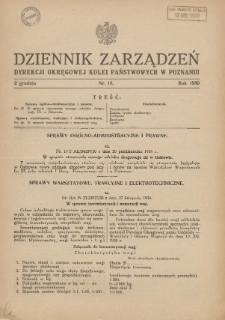Dziennik Zarządzeń Dyrekcji Okręgowej Kolei Państwowych w Poznaniu. 1930.12.02 Nr18