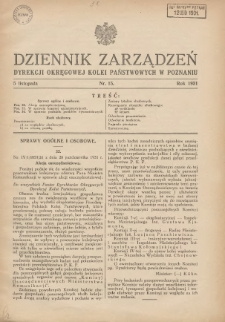 Dziennik Zarządzeń Dyrekcji Okręgowej Kolei Państwowych w Poznaniu. 1931.11.05 Nr15