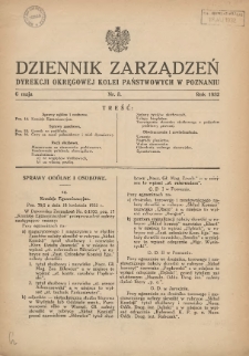 Dziennik Zarządzeń Dyrekcji Okręgowej Kolei Państwowych w Poznaniu. 1932.05.06 Nr3