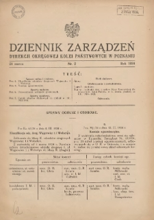 Dziennik Zarządzeń Dyrekcji Okręgowej Kolei Państwowych w Poznaniu. 1934.03.21 Nr2
