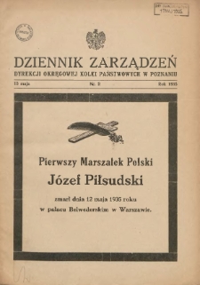 Dziennik Zarządzeń Dyrekcji Okręgowej Kolei Państwowych w Poznaniu. 1935.05.13 Nr2