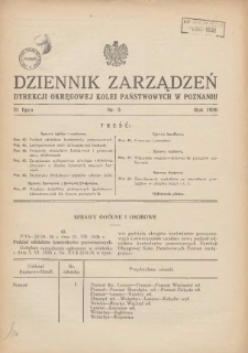 Dziennik Zarządzeń Dyrekcji Okręgowej Kolei Państwowych w Poznaniu. 1936.07.31 Nr5
