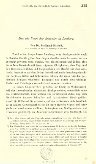 Das alte Recht der Armenier in Lemberg