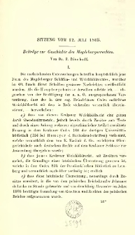 Sitzung vom 12. Juli 1865: Beiträge zur Geschichte des Magdeburgerrechtes