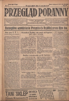 Przegląd Poranny: pismo niezależne i bezpartyjne 1925.01.03 R.5 Nr2